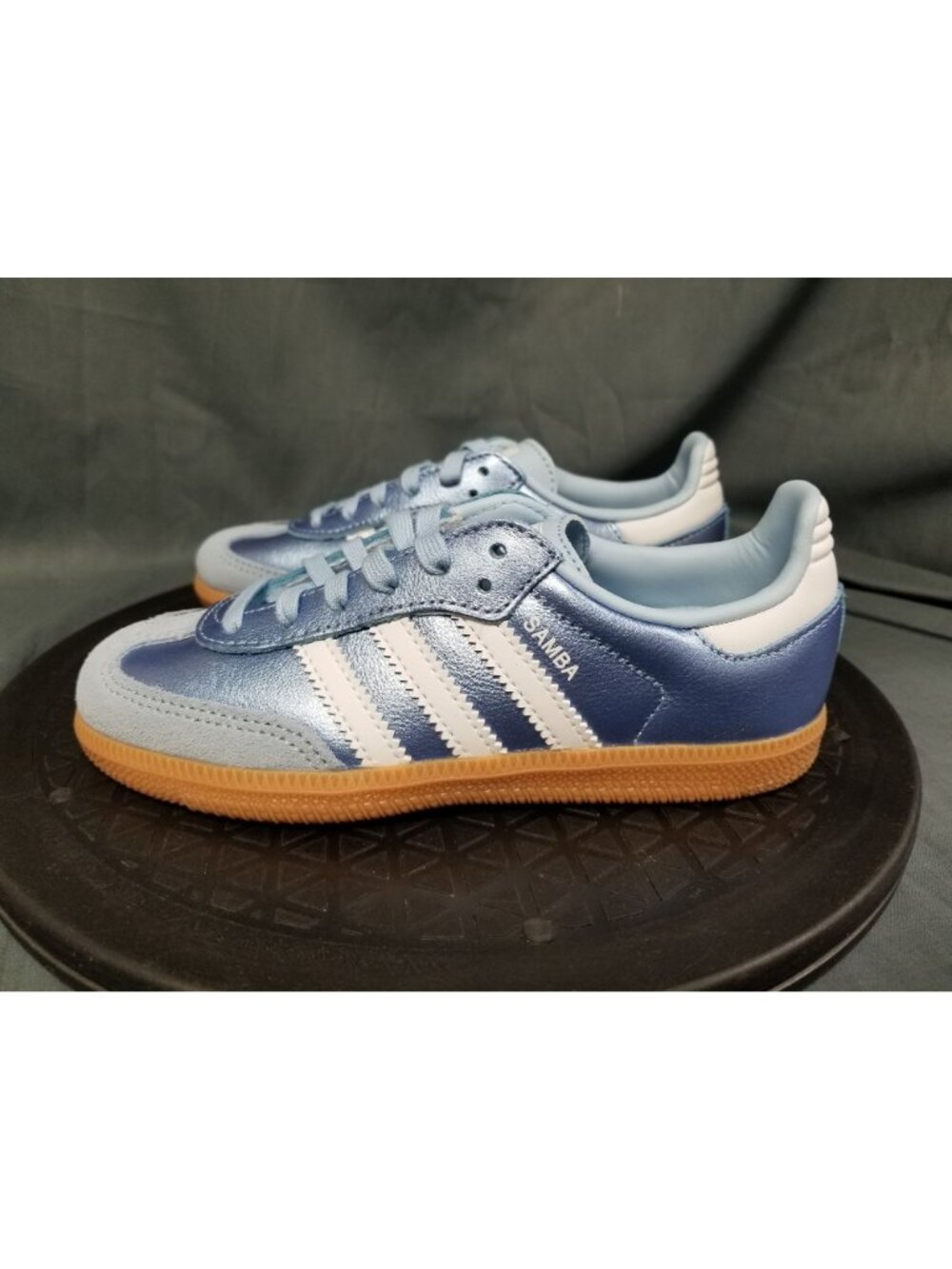 Adidas Samba OG C (PS) Metallic Blue/White/Gum KK2343 Girls Size 2.5 NEW IN BOX - Picture 5 of 11